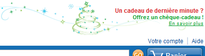 Chèques cadeaux pour Noël situé en haut à droite sur Amazon.fr